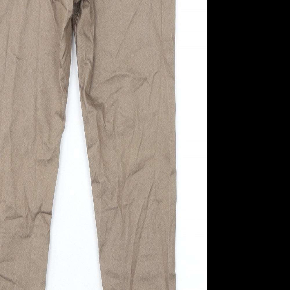 Marks and Spencer Womens Beige Cotton Trousers Size 30 in L26 in Regular
