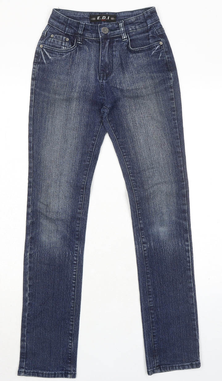 E.D.I jeans Womens Blue Cotton Skinny Jeans Size 24 in L30 in Regular Zip