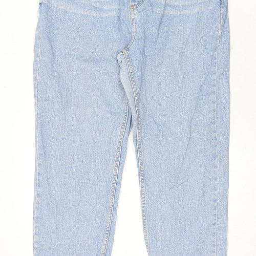 Topshop Womens Blue Cotton Tapered Jeans Size 32 in L30 in Regular Zip