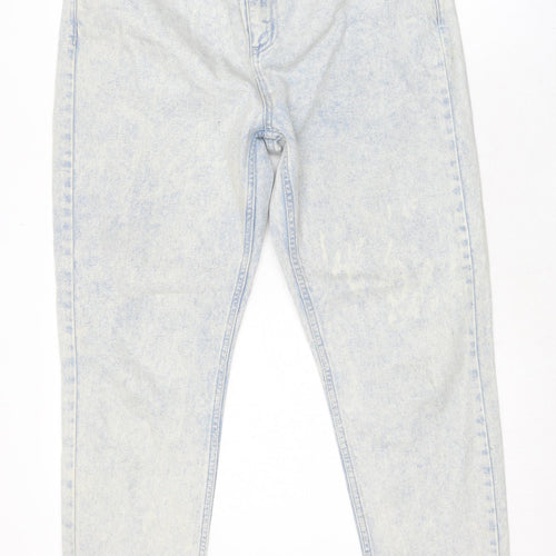 Topshop Womens Blue Cotton Tapered Jeans Size 32 in L30 in Regular Zip