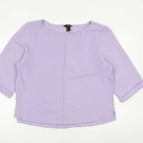 H&M Womens Purple Polyester Basic Blouse Size M Boat Neck