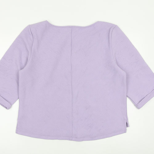 H&M Womens Purple Polyester Basic Blouse Size M Boat Neck