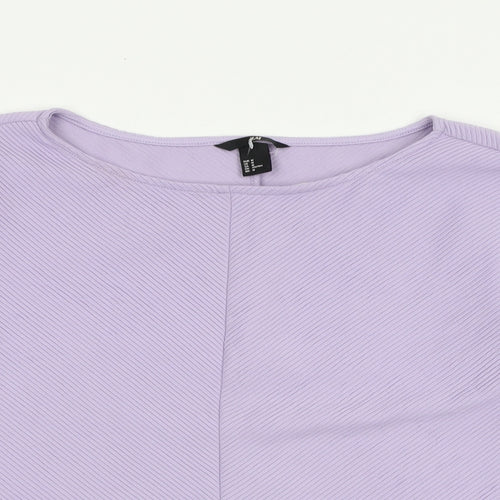 H&M Womens Purple Polyester Basic Blouse Size M Boat Neck