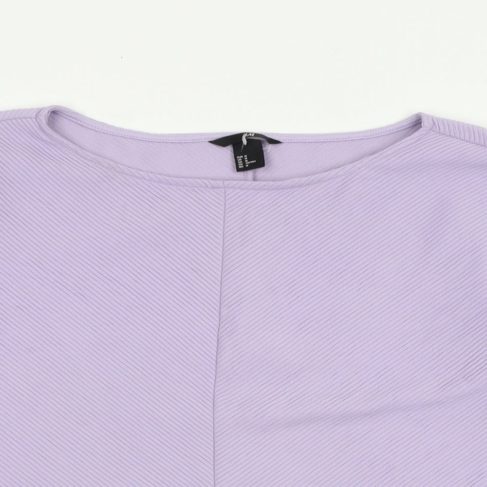 H&M Womens Purple Polyester Basic Blouse Size M Boat Neck