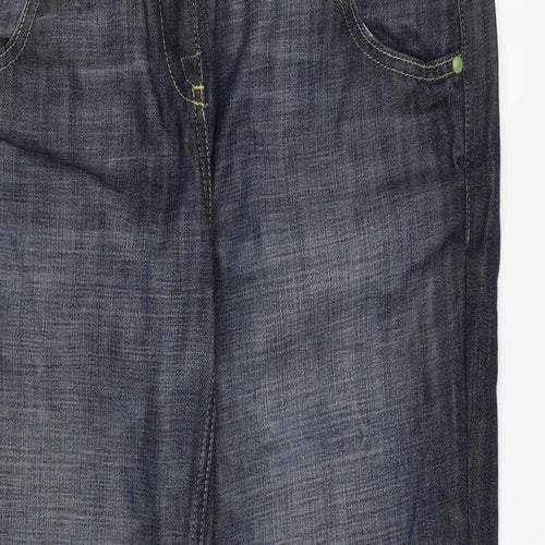 NEXT Womens Blue Cotton Wide-Leg Jeans Size 14 L32 in Regular Zip