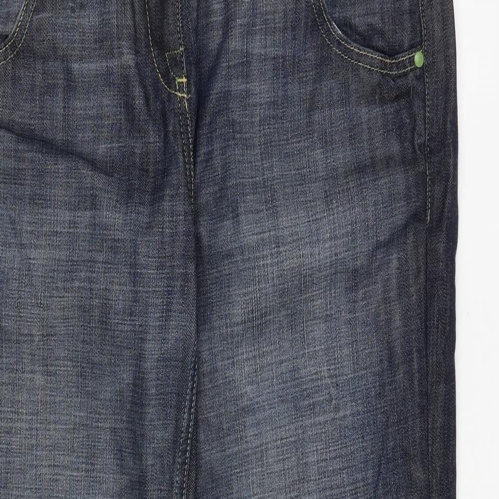 NEXT Womens Blue Cotton Wide-Leg Jeans Size 14 L32 in Regular Zip