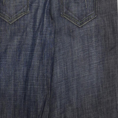 NEXT Womens Blue Cotton Wide-Leg Jeans Size 14 L32 in Regular Zip
