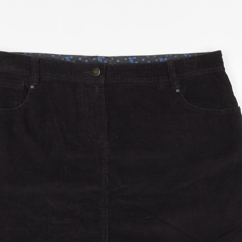 MANTARAY PRODUCTS Womens Grey Cotton A-Line Skirt Size 14 Zip