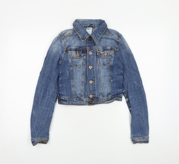 H&M Womens Blue Jacket Size 6 Button