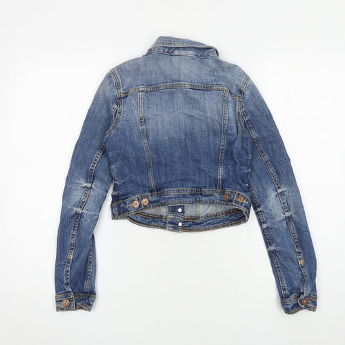 H&M Womens Blue Jacket Size 6 Button