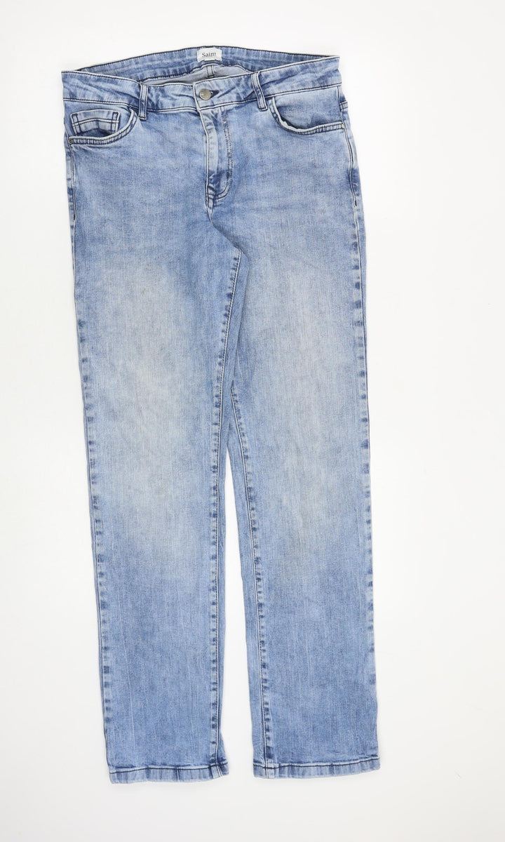 Saint Tropez Clothing Mens Blue Cotton Straight Jeans Size 31 in L32 in Regular Zip