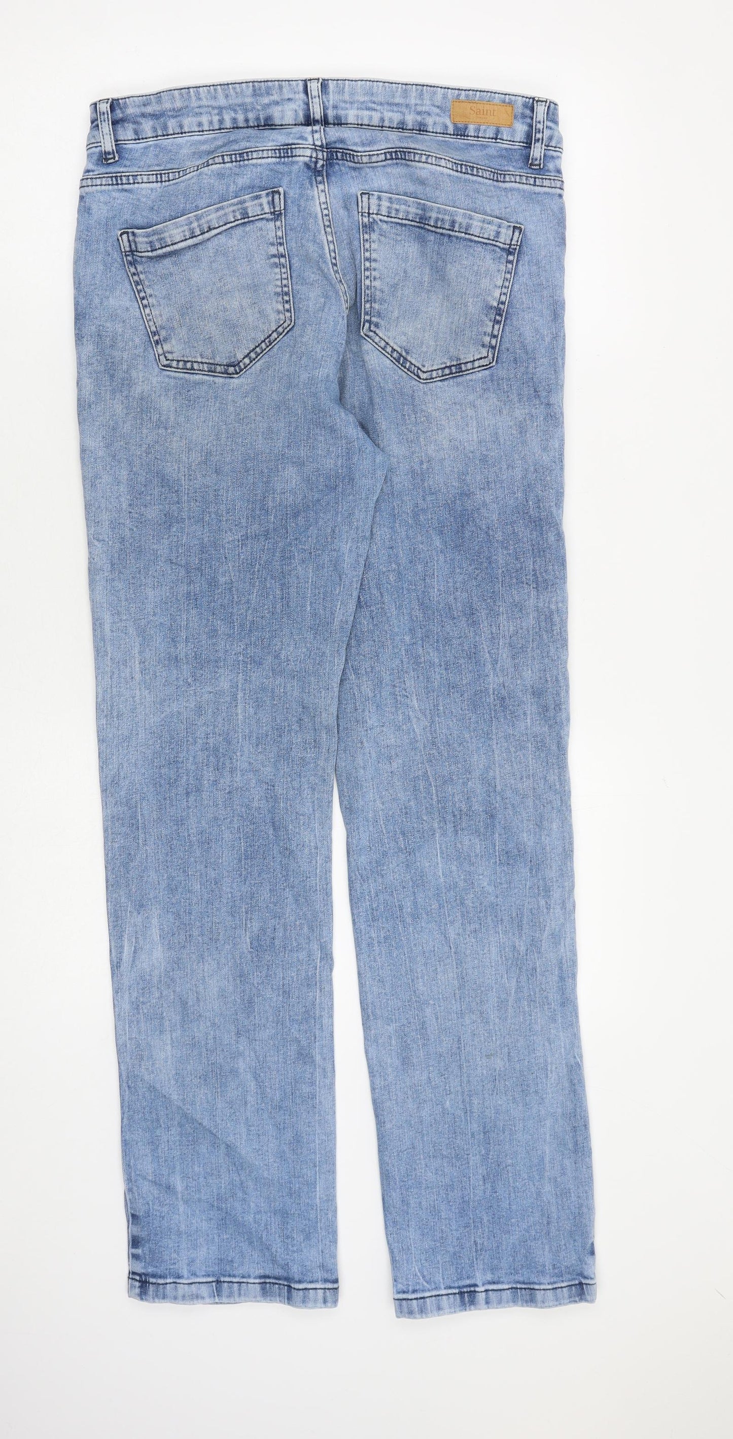 Saint Tropez Clothing Mens Blue Cotton Straight Jeans Size 31 in L32 in Regular Zip