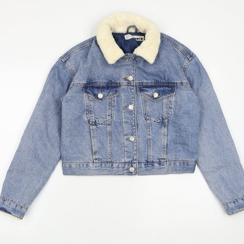 Topshop Womens Blue Jacket Size 10 Button