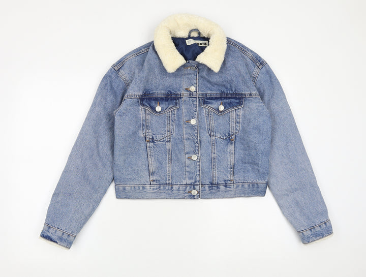Topshop Womens Blue Jacket Size 10 Button