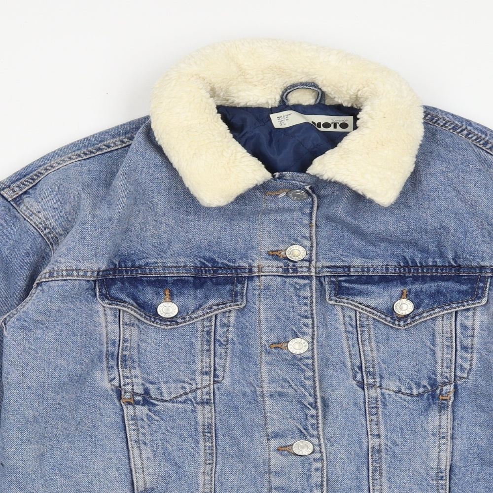Topshop Womens Blue Jacket Size 10 Button