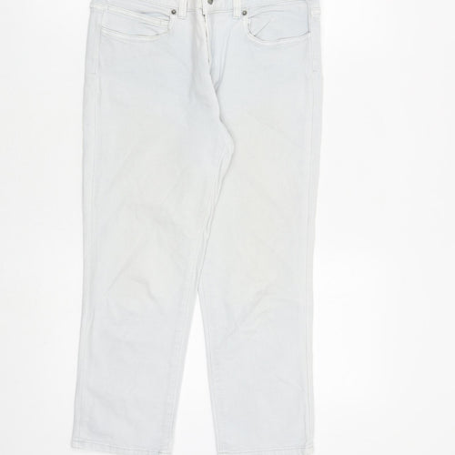 White Stuff Womens Grey Cotton Straight Jeans Size 10 L23 in Regular Zip