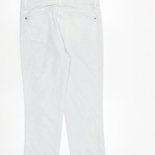 White Stuff Womens Grey Cotton Straight Jeans Size 10 L23 in Regular Zip