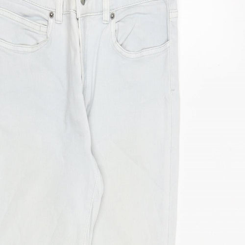 White Stuff Womens Grey Cotton Straight Jeans Size 10 L23 in Regular Zip