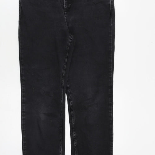 Marks and Spencer Womens Grey Cotton Straight Jeans Size 12 L28 in Regular Zip