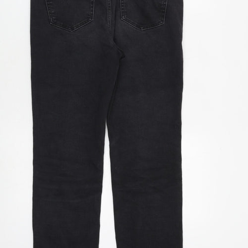 Marks and Spencer Womens Grey Cotton Straight Jeans Size 12 L28 in Regular Zip