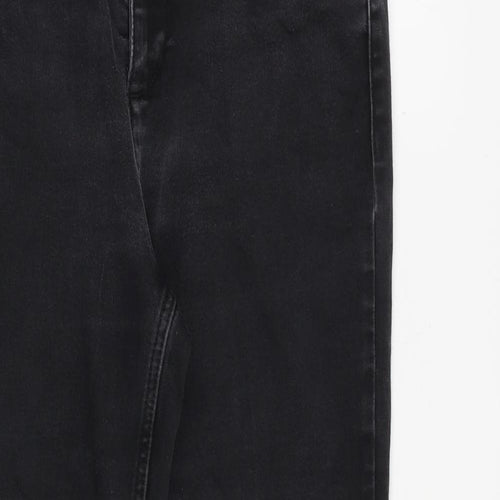 Marks and Spencer Womens Grey Cotton Straight Jeans Size 12 L28 in Regular Zip