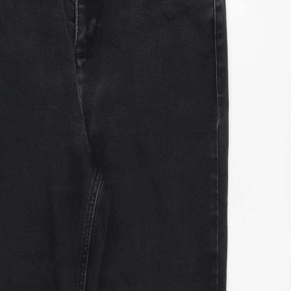 Marks and Spencer Womens Grey Cotton Straight Jeans Size 12 L28 in Regular Zip