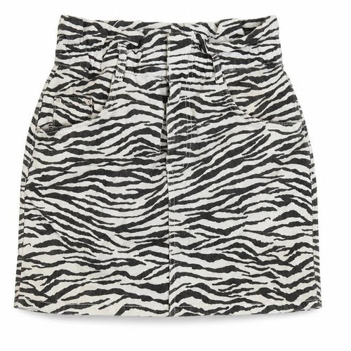 Zara Womens White Animal Print Cotton A-Line Skirt Size S Zip - Zebra pattern