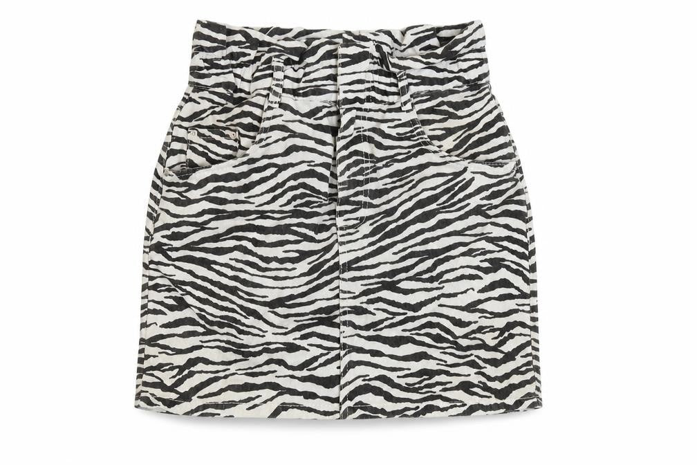 Zara Womens White Animal Print Cotton A-Line Skirt Size S Zip - Zebra pattern