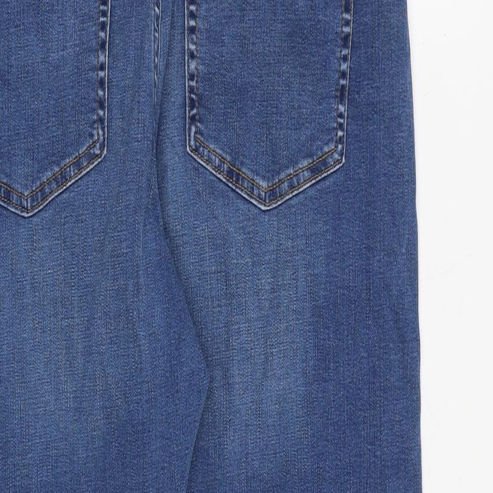 Per Una Womens Blue Cotton Straight Jeans Size 16 L25 in Regular Zip