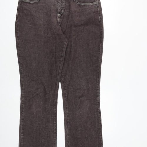 NEXT Womens Grey Cotton Bootcut Jeans Size 16 L31 in Regular Zip