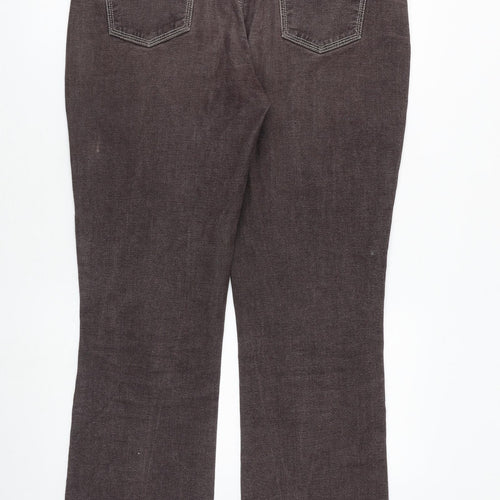 NEXT Womens Grey Cotton Bootcut Jeans Size 16 L31 in Regular Zip