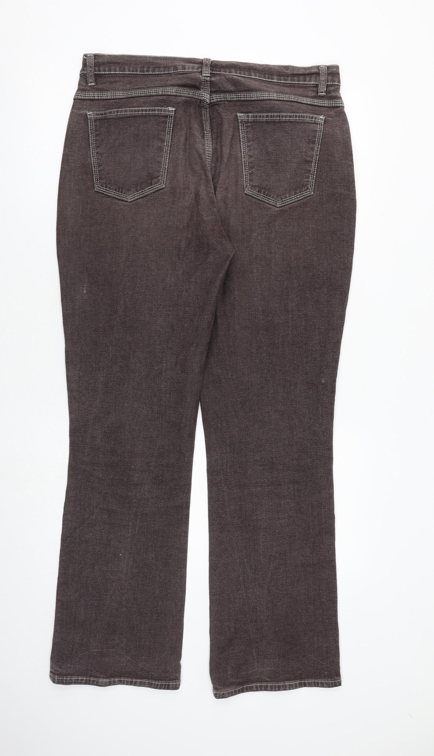 NEXT Womens Grey Cotton Bootcut Jeans Size 16 L31 in Regular Zip