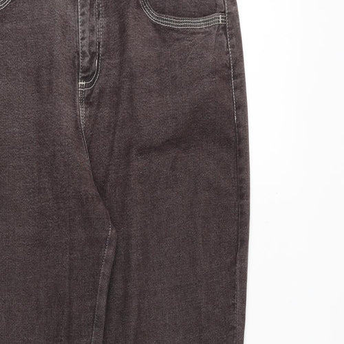 NEXT Womens Grey Cotton Bootcut Jeans Size 16 L31 in Regular Zip