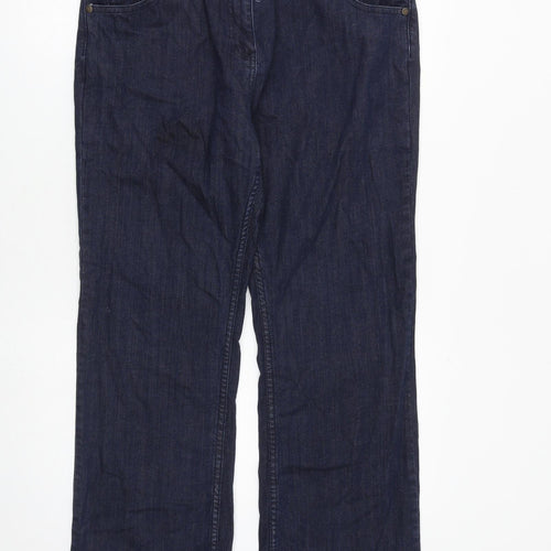 TU Womens Blue Cotton Bootcut Jeans Size 16 L31 in Regular Zip