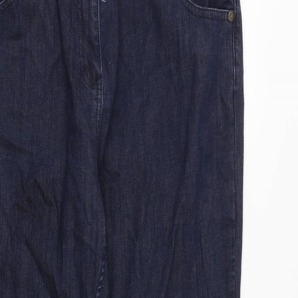 TU Womens Blue Cotton Bootcut Jeans Size 16 L31 in Regular Zip