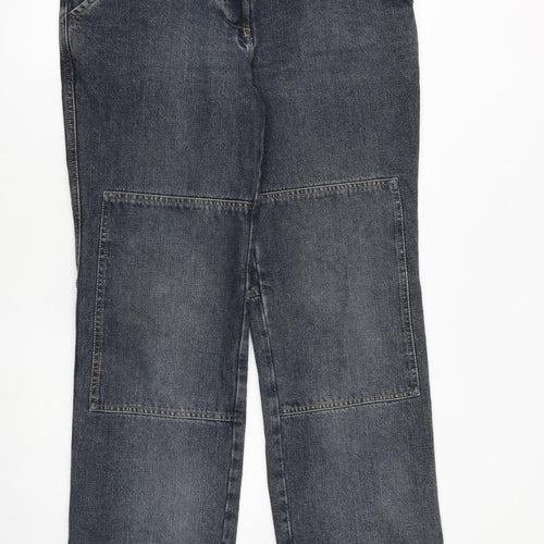 H&M Womens Blue Cotton Straight Jeans Size 12 L33 in Regular Zip