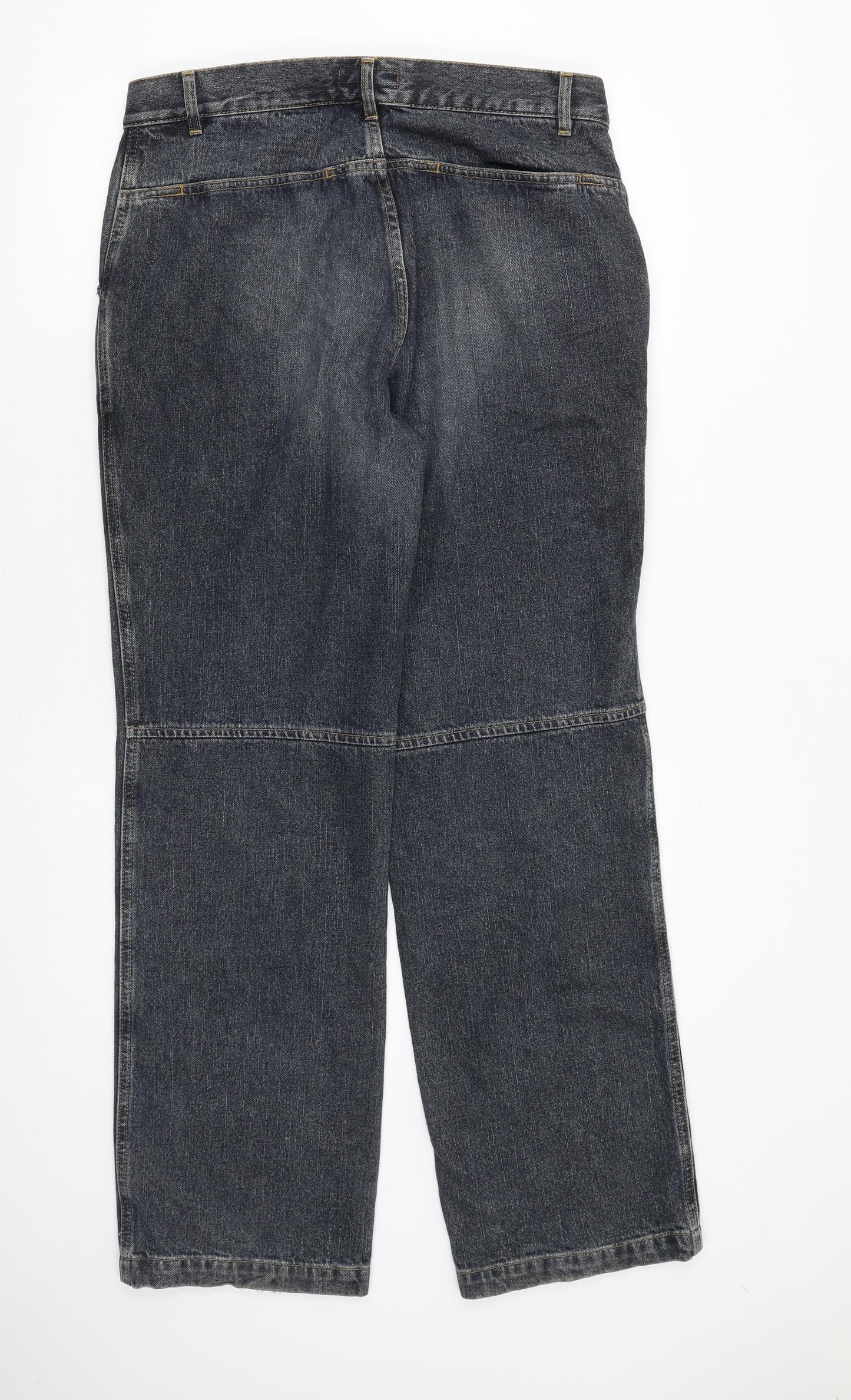 H&M Womens Blue Cotton Straight Jeans Size 12 L33 in Regular Zip