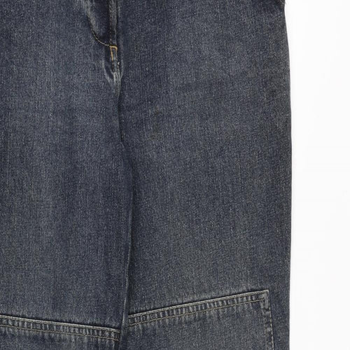 H&M Womens Blue Cotton Straight Jeans Size 12 L33 in Regular Zip
