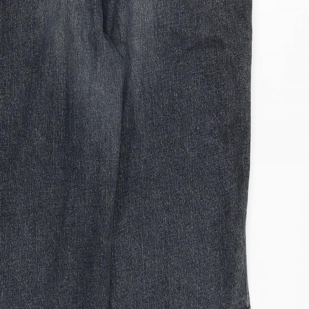 H&M Womens Blue Cotton Straight Jeans Size 12 L33 in Regular Zip