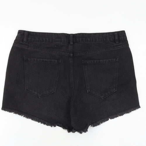 NEXT Womens Black 100% Cotton Cut-Off Shorts Size 14 L3 in Regular Zip