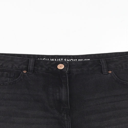 NEXT Womens Black 100% Cotton Cut-Off Shorts Size 14 L3 in Regular Zip