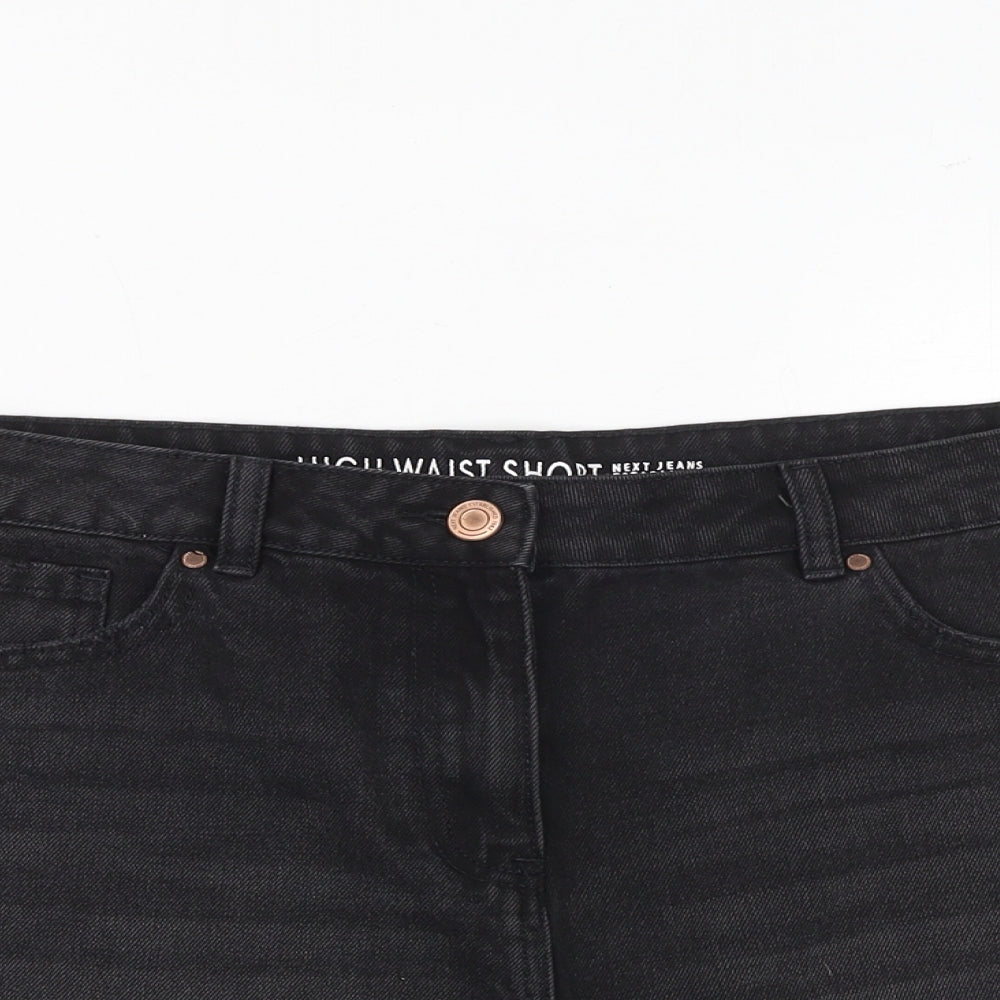 NEXT Womens Black 100% Cotton Cut-Off Shorts Size 14 L3 in Regular Zip