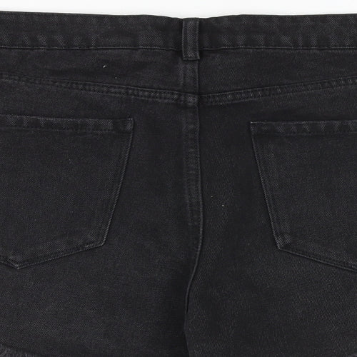 NEXT Womens Black 100% Cotton Cut-Off Shorts Size 14 L3 in Regular Zip
