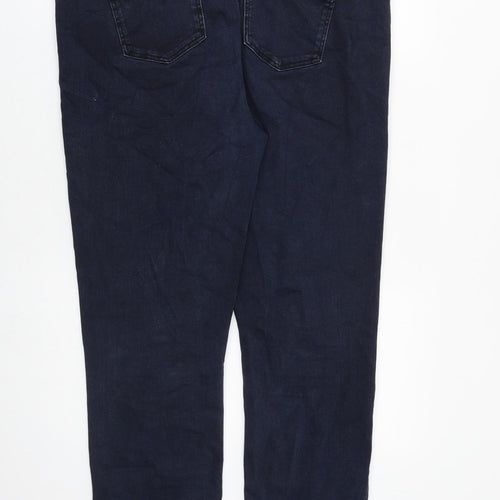 Marks and Spencer Womens Blue Cotton Straight Jeans Size 16 L28 in Regular Zip