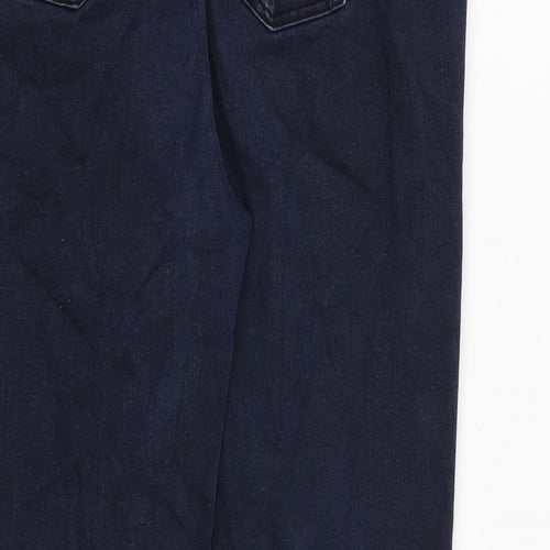 Marks and Spencer Womens Blue Cotton Straight Jeans Size 16 L28 in Regular Zip