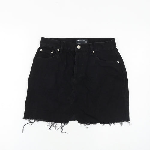 ASOS Womens Black Cotton Mini Skirt Size 10 Zip