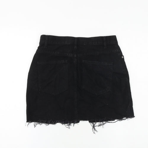 ASOS Womens Black Cotton Mini Skirt Size 10 Zip