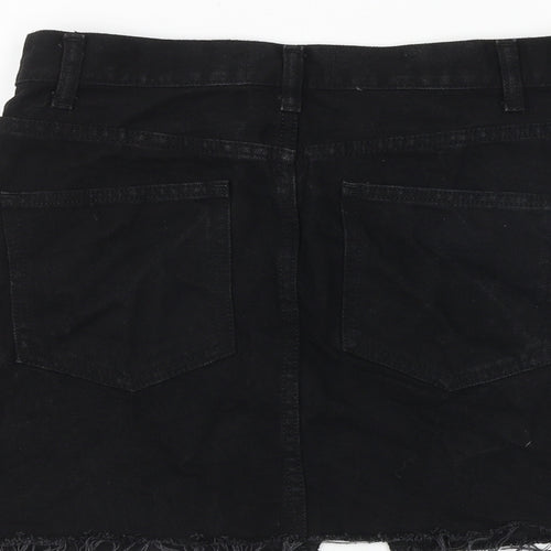 ASOS Womens Black Cotton Mini Skirt Size 10 Zip