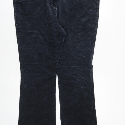 Marks and Spencer Womens Blue Cotton Trousers Size 16 L29 in Regular Zip