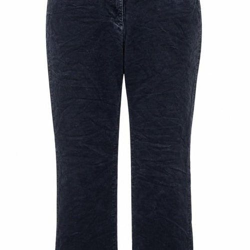 Marks and Spencer Womens Blue Cotton Trousers Size 16 L29 in Regular Zip